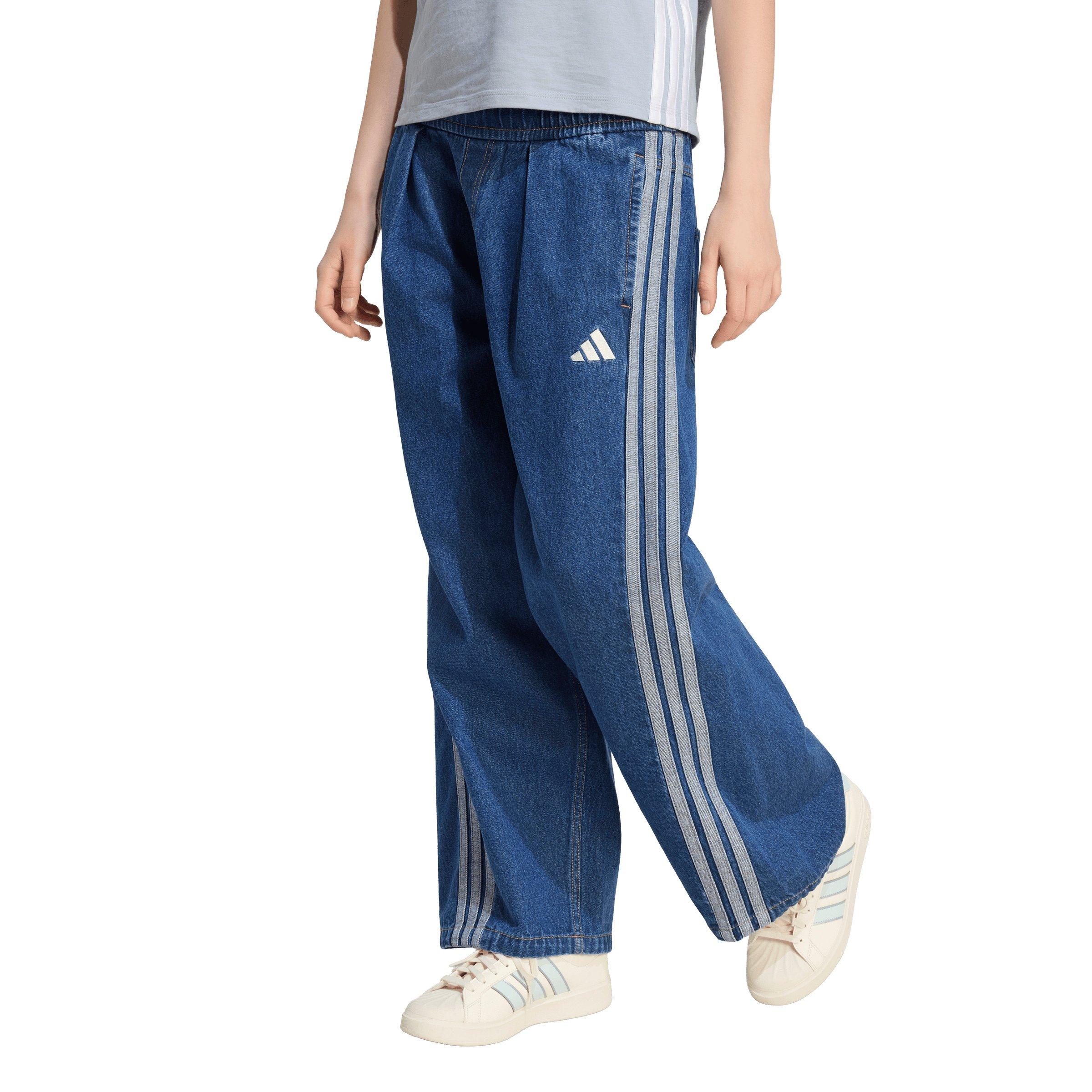 adidas Women's Stadium Medium Washed Denim Loose Fit Pants - Blue - MED BLUE